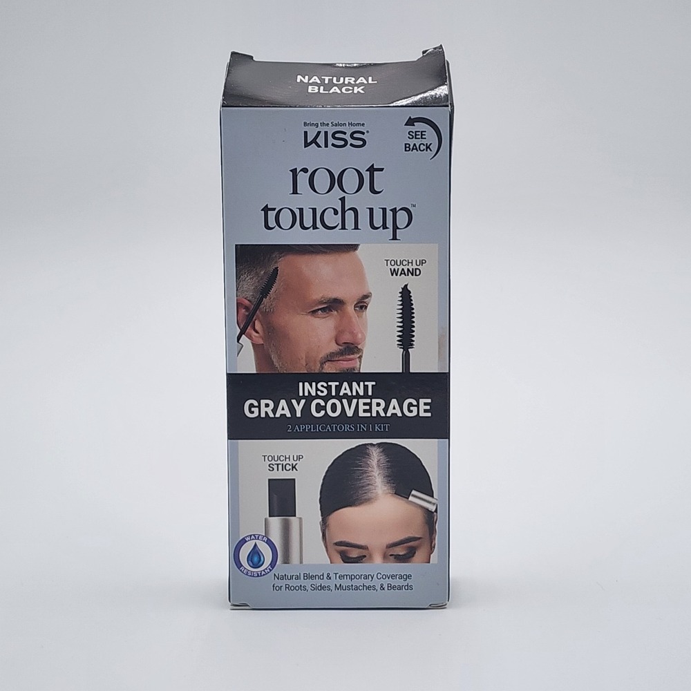 Kiss Root Touch Up Instant Gray Coverage Natural Black 2‎ Applicators in Kit New